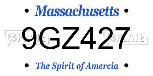 9GZ427 Massachusetts License Plate