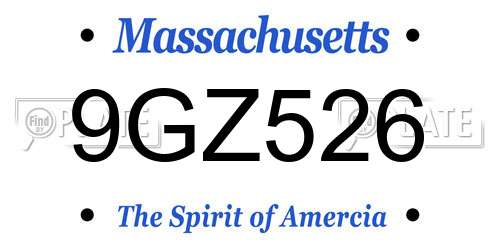 9GZ526 Massachusetts License Plate