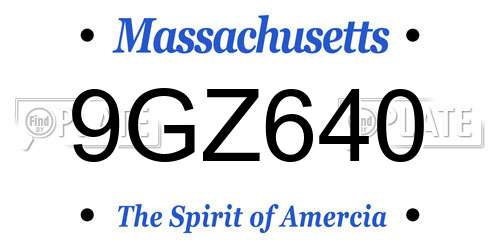9GZ640 Massachusetts License Plate