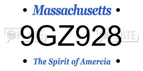 9GZ928 Massachusetts License Plate
