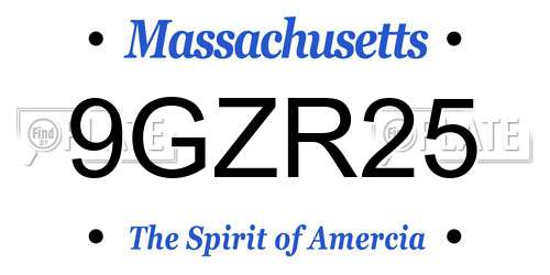 9GZR25 Massachusetts License Plate