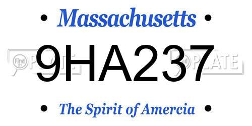 9HA237 Massachusetts License Plate