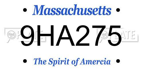 9HA275 Massachusetts License Plate
