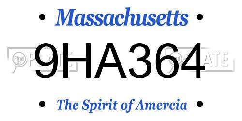 9HA364 Massachusetts License Plate