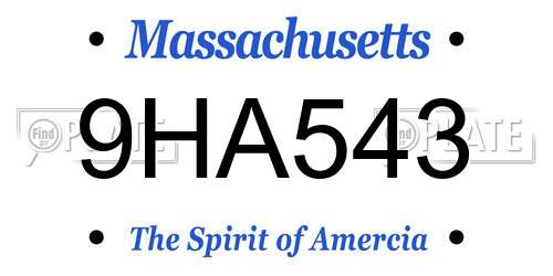 9HA543 Massachusetts License Plate