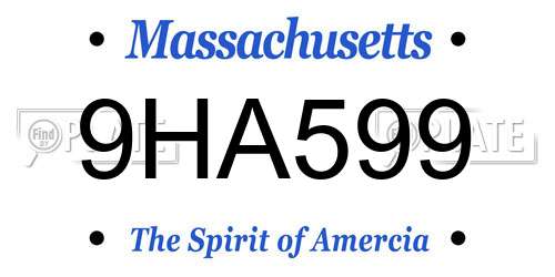 9HA599 Massachusetts License Plate