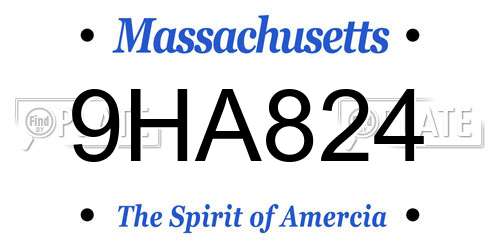9HA824 Massachusetts License Plate