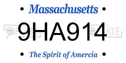 9HA914 Massachusetts License Plate