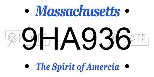9HA936 Massachusetts License Plate