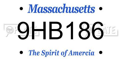 9HB186 Massachusetts License Plate