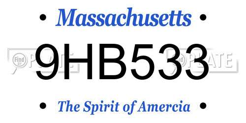 9HB533 Massachusetts License Plate