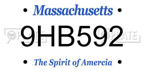 9HB592 Massachusetts License Plate