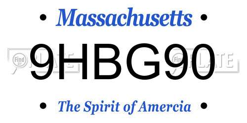 9HBG90 Massachusetts License Plate