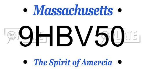 9HBV50 Massachusetts License Plate