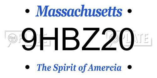 9HBZ20 Massachusetts License Plate