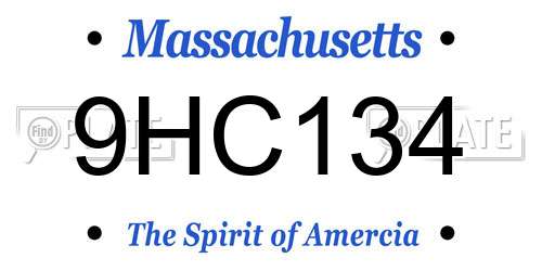 9HC134 Massachusetts License Plate