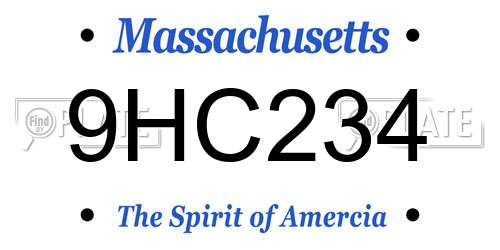 9HC234 Massachusetts License Plate