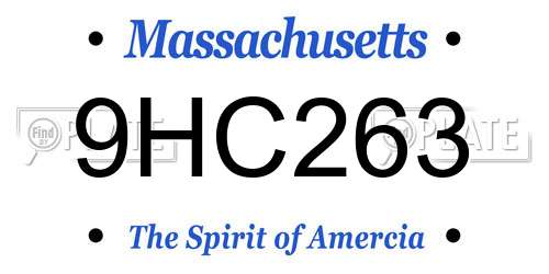 9HC263 Massachusetts License Plate