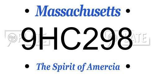 9HC298 Massachusetts License Plate