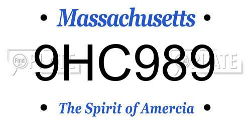 9HC989 Massachusetts License Plate