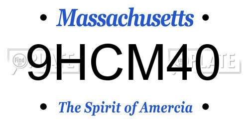 9HCM40 Massachusetts License Plate