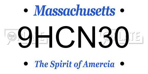 9HCN30 Massachusetts License Plate