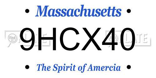 9HCX40 Massachusetts License Plate