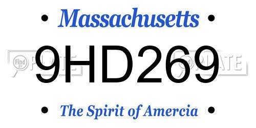 9HD269 Massachusetts License Plate