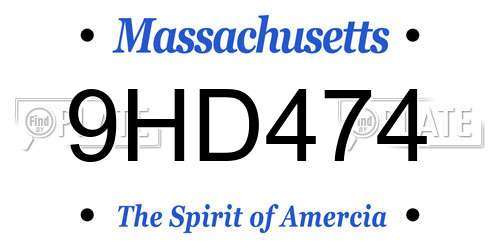 9HD474 Massachusetts License Plate