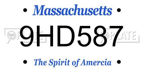 9HD587 Massachusetts License Plate