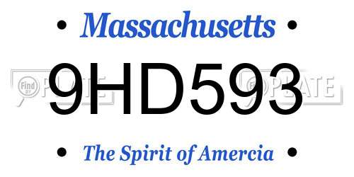 9HD593 Massachusetts License Plate