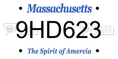 9HD623 Massachusetts License Plate