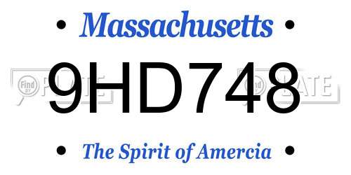 9HD748 Massachusetts License Plate