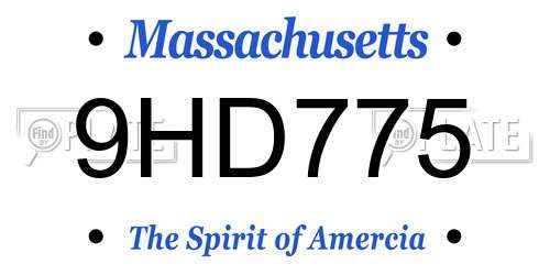 9HD775 Massachusetts License Plate