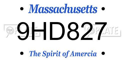 9HD827 Massachusetts License Plate
