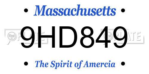 9HD849 Massachusetts License Plate