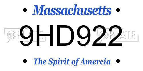 9HD922 Massachusetts License Plate