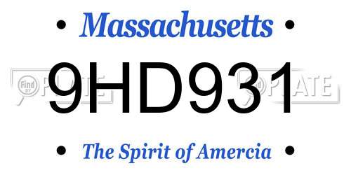 9HD931 Massachusetts License Plate