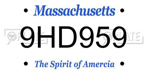 9HD959 Massachusetts License Plate
