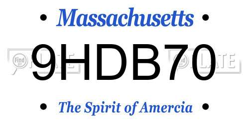 9HDB70 Massachusetts License Plate