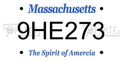 9HE273 Massachusetts License Plate