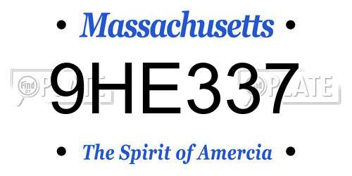 9HE337 Massachusetts License Plate