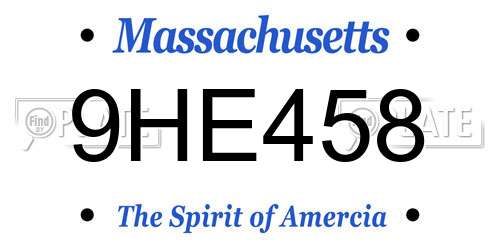 9HE458 Massachusetts License Plate