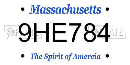 9HE784 Massachusetts License Plate