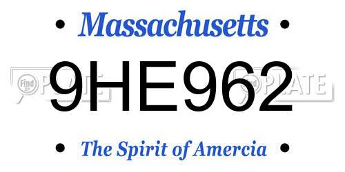 9HE962 Massachusetts License Plate