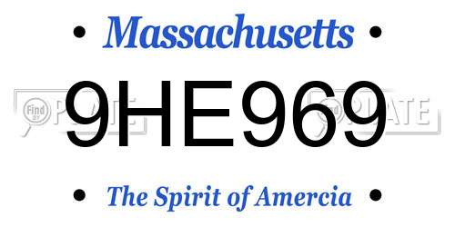 9HE969 Massachusetts License Plate