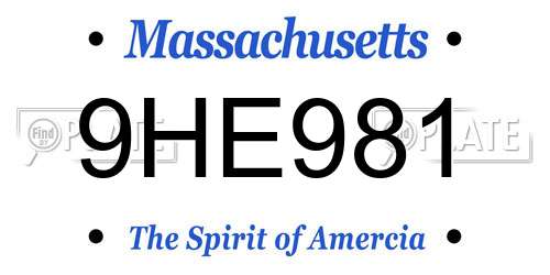 9HE981 Massachusetts License Plate