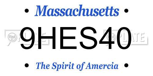9HES40 Massachusetts License Plate