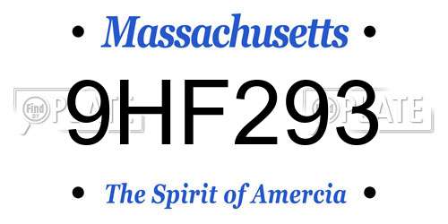 9HF293 Massachusetts License Plate