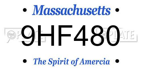9HF480 Massachusetts License Plate